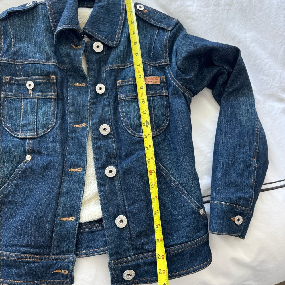LOW START!! Moschino Jeans Blue Denim Jacket with Shirt Collar - Picture 10 of 12